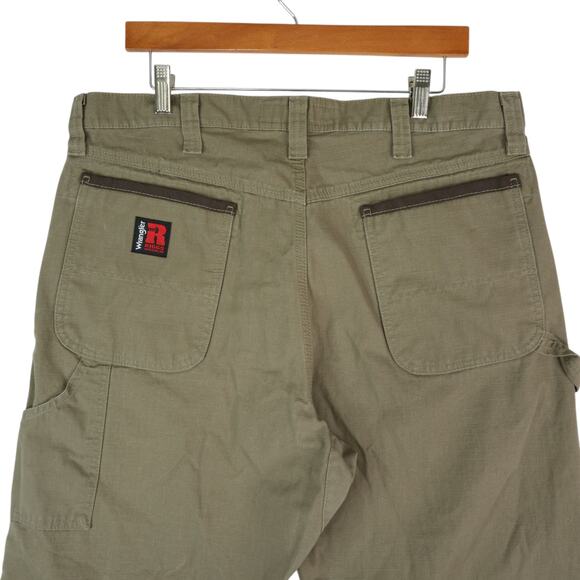 Wrangler Riggs Pants Mens 36x30 Khaki Workwear Utility Carpenter Ripstop Gusset - Picture 4 of 12